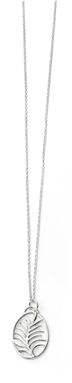 Picture of Rhodium Plated Open Oval Leaf Necklace