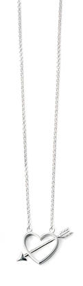 Picture of Rhodium Plated Arrow Through Heart Necklace