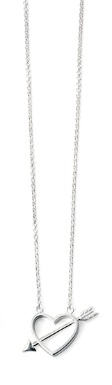 Picture of Rhodium Plated Arrow Through Heart Necklace