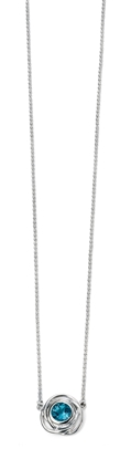Picture of Rhodium Plated Rose Shape Necklace With Blue Topaz