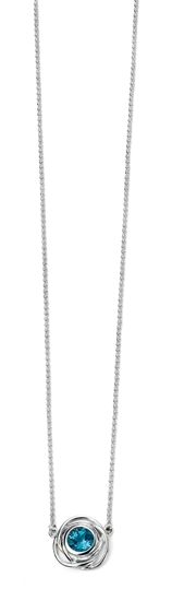 Picture of Rhodium Plated Rose Shape Necklace With Blue Topaz