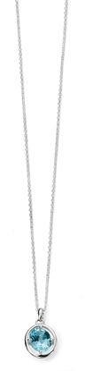 Picture of Rhodium Plated Light Blue Topaz Oval Necklace
