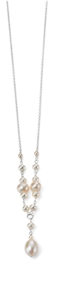 Picture of Rhodium Plated Pearl Drop Necklace