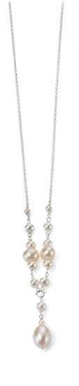 Picture of Rhodium Plated Pearl Drop Necklace