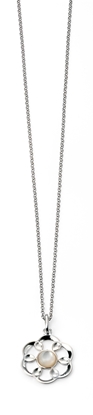 Picture of Rhodium Plated Mother Of Flower Pearl Pendant