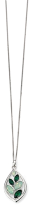 Picture of Rhodium Plated Swarovski Dark Green Moss & Chrysolite Teardrop Leaf Pendant