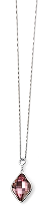 Picture of Rhodium Plated Antique Pink Diamond Shape Drop Pendant