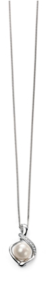 Picture of Rhodium Twisted CZ And Pearl Pendant