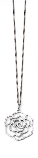 Picture of Rhodium Plated 3 Layer Open Rose Pendant