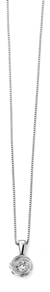 Picture of Rhodium Plated Clear CZ Milgrain Edge Flower Pendant