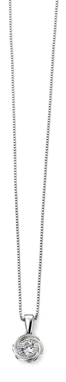 Picture of Rhodium Plated Clear CZ Milgrain Edge Flower Pendant