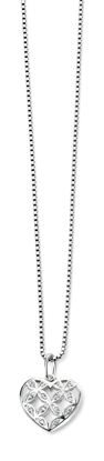 Picture of Rhodium Plated Large Pattern Heart CZ Pendant