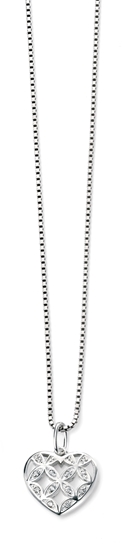 Picture of Rhodium Plated Large Pattern Heart CZ Pendant