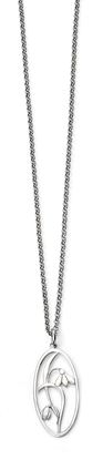 Picture of Rhodium Plated Oval Open Flower Pendant