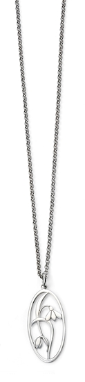 Picture of Rhodium Plated Oval Open Flower Pendant