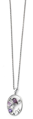 Picture of Rhodium Plated Amethyst, Violet And Lavender CZ Oval Leaf Pendant
