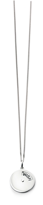 Picture of Rhodium Plated Disc Pendant With Moveable 'Love, Wish' Text
