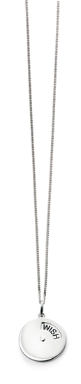 Picture of Rhodium Plated Disc Pendant With Moveable 'Love, Wish' Text