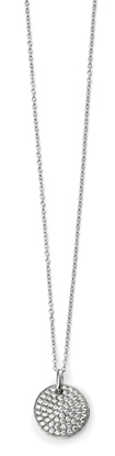 Picture of Rhodium Plated Clear CZ Pave Disc Necklace