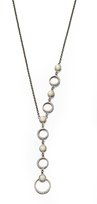Picture of Water Pearl And Hoop Asymetric Necklace