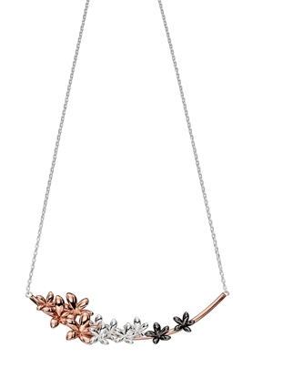Picture of Silver Ombre Rose To Oxidised Plated Flower Necklace