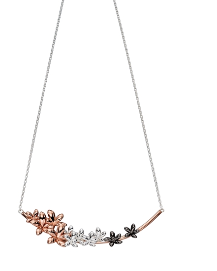 Picture of Silver Ombre Rose To Oxidised Plated Flower Necklace