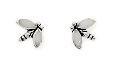 Picture of White Enamel Dragonfly Stud