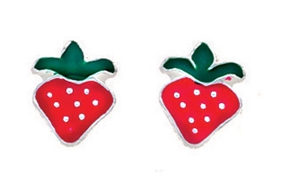 Picture of Red Enamel Strawberry Stud