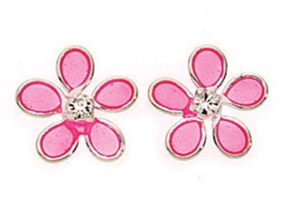 Picture of Clear Crystal/Light Pink Resin Flower Stud