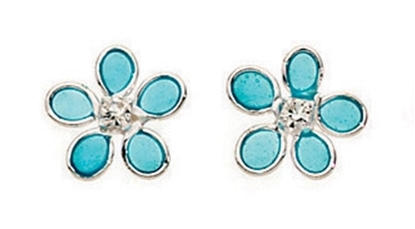 Picture of Clear Crystal/Light Blue Resin Flower Stud