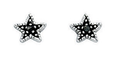 Picture of Grey Crystal Oxidised Star Stud