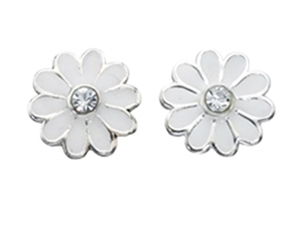 Picture of Clear Crystal White Enamel Daisy Stud