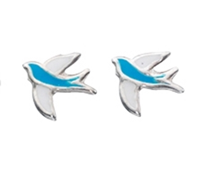Picture of Blue & White Enamel Swallow Stud