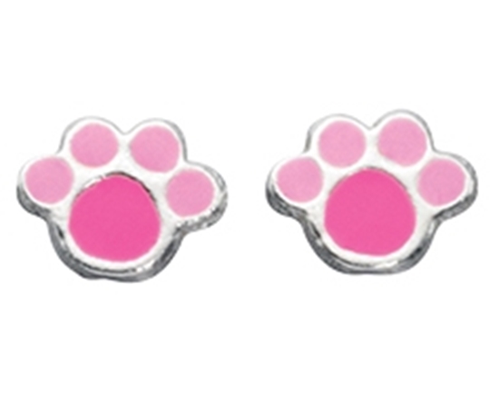 Picture of Pink Enamel Paw Print Stud