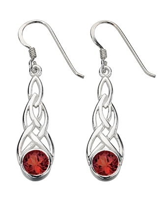 Picture of E1269R Garnet Cz Celtic Earrings
