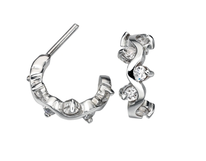 Picture of Clear Crystal Wavy Hoop Earrings