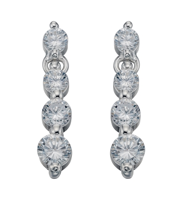 Picture of Clear CZ Round 3 Drop Earrings