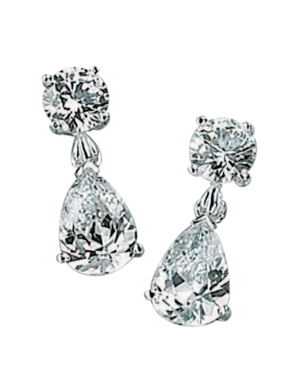 Picture of Clear CZ Teardrop/Round Drop Earrings