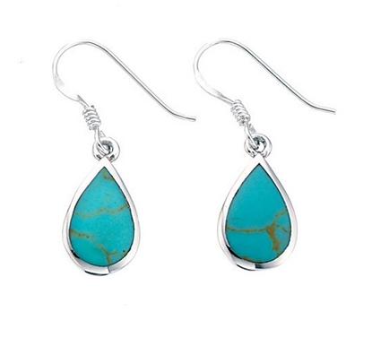Picture of Synthetic Turquoise Teardrop Earrings
