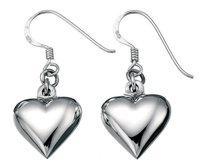 Picture of Small Puffed Heart Drop Earrings