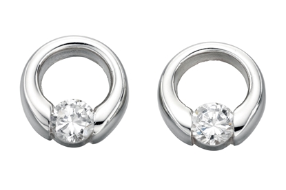 Picture of Clear CZ OPEN Disc Stud Earrings