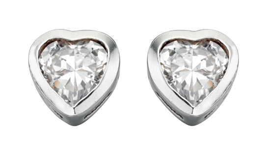 Picture of Clear CZ Heart Stud Earrings