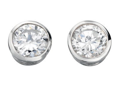 Picture of Clear CZ Round Stud Earrings