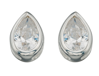 Picture of Clear CZ Teardrop Stud Earrings