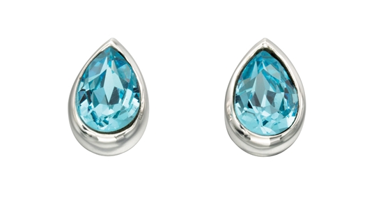 Picture of Light Blue CZ Teardrop Stud Earrings