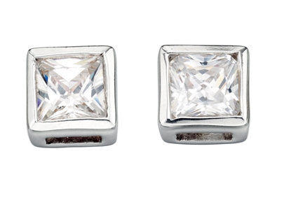Picture of Clear CZ Square Stud Earrings