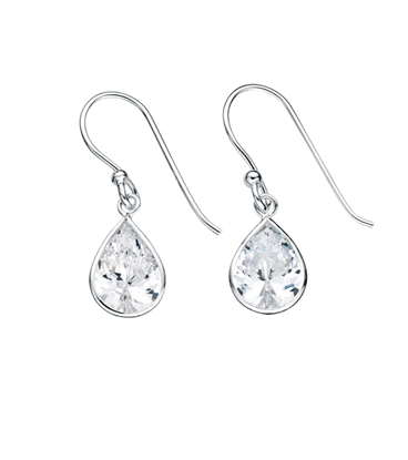 Picture of Clear CZ Teardrop Drop Earrings