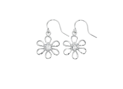 Picture of Clear CZ Flower Earrings