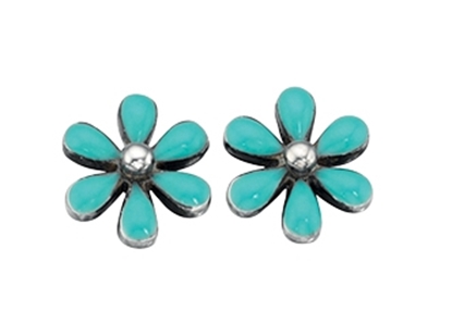 Picture of E3954T Im Turq Flower Earrings