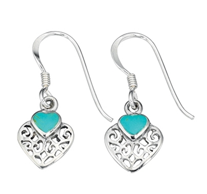 Picture of E3958T Im Turq Sml Filigree Heart Er